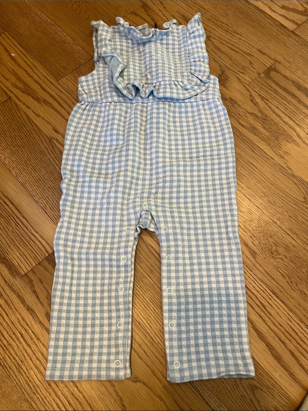 Janie and Jack Light Blue Gingham Ruffle Romper